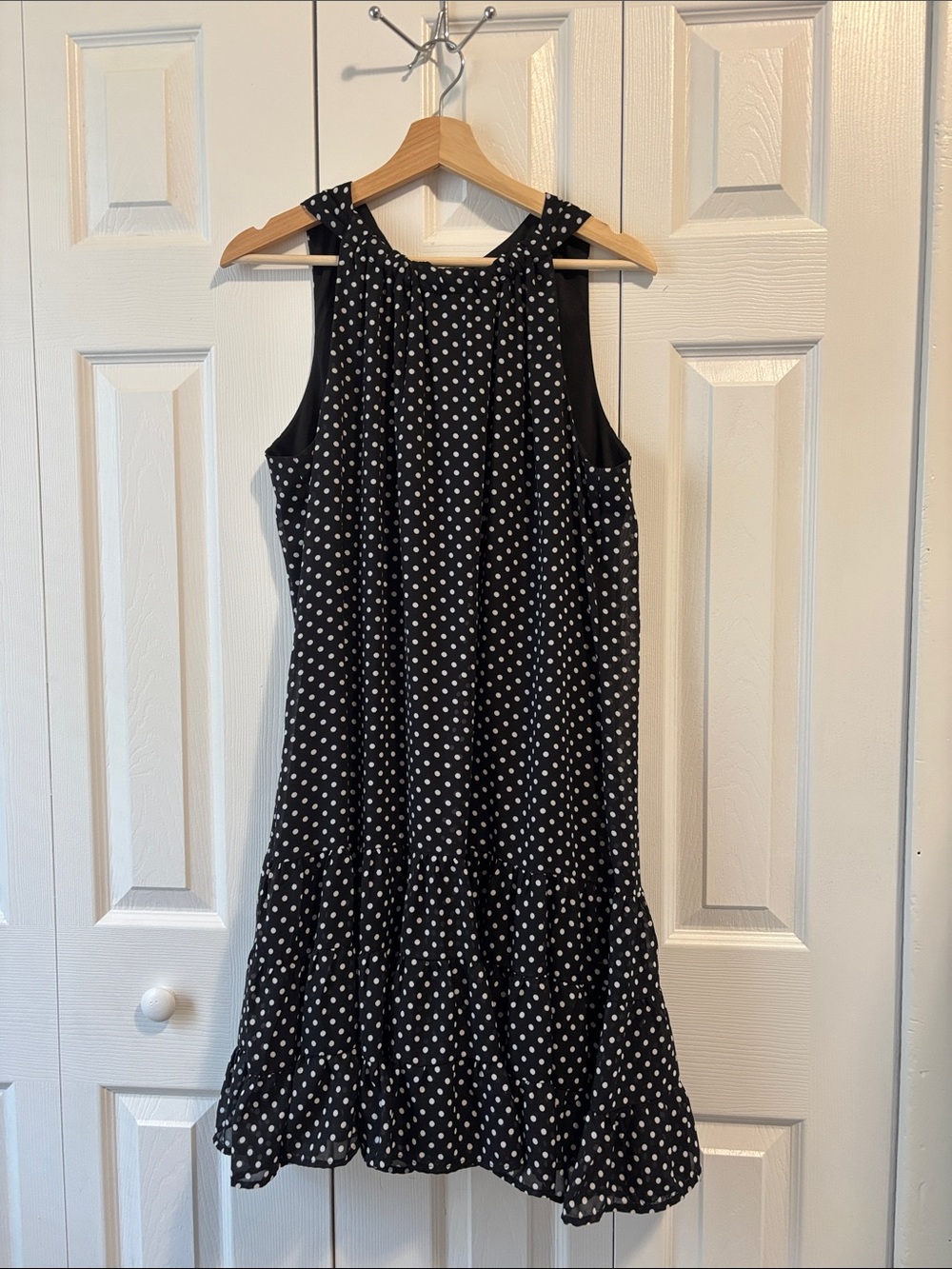 R&K Black and White Polka Dot Sleeveless Mini Dress